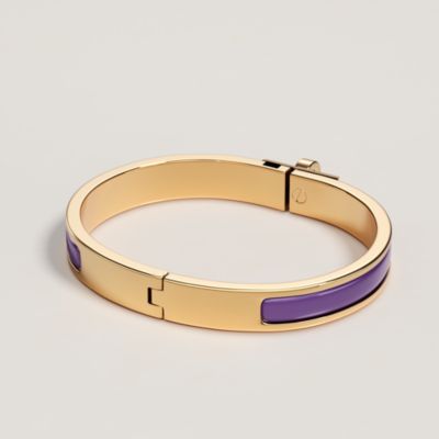 超美品　HERMES レザーメタルバングル パープル 超美品 HERMES レザーメタルバングル パープル 超美品 HERMES